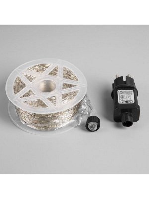 Гирлянда «Нить» 200 м роса, IP44, серебристая нить, 2000 LED, свечение мульти, 36 В
