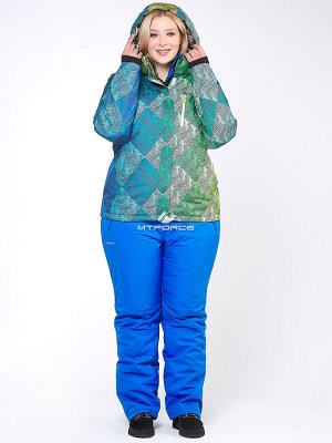 Женский зимний костюм горнолыжный большого размера салатового цвета 01830-2Sl