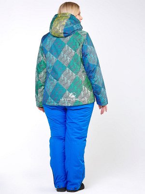 Женская зимняя горнолыжная куртка большого размера салатового цвета 1830-2Sl