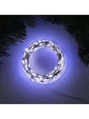 Гирлянда «Нить» 50 м роса, IP44, серебристая нить, 500 LED, свечение белое, 8 режимов, 31 В