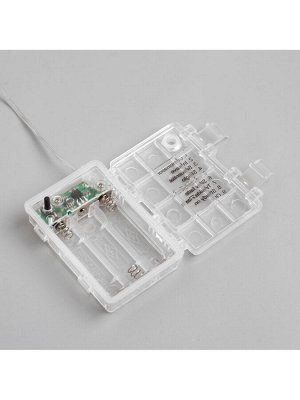 Гирлянда «Нить» 5 м роса, IP65, серебристая нить, 50 LED, 8 режимов, батарейки AAх3 (нет в комплекте), свечение белое