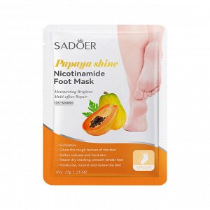 Маска для ног Sadoer Papaya Shine Nicotinamide Foot Mask