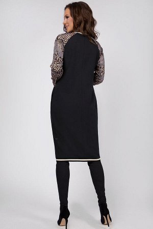 Платье Платье Teffi style 1452 черный -коричневый муссон 
Рост: 164 см.

Платье &ndash; кокон, без подкладки. Перед платья цельнокроеный, с нагрудными вытачками. Спинка со средним швом, в котором нах