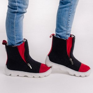 Ботинки зимние войлочные черные с красным