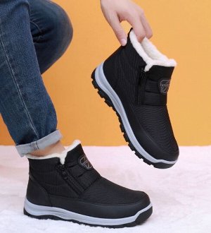 Ботинки мужские из иск. кожи и текстиля на толстой подошве, черный