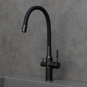 LM5083BL-Black "EXPERT" Смеситель для кухни, с гибким изл, с подкл к фильтру питьевой воды, черный