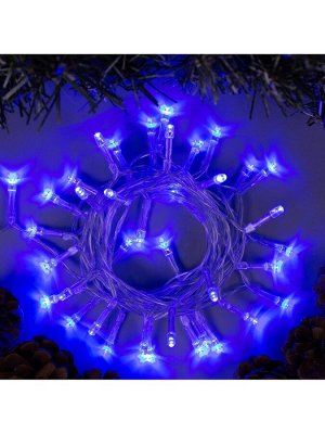 Гирлянда «Нить» 2 м, IP20, прозрачная нить, 20 LED, 2 режима, батарейки AAх3 (нет в комплекте), свечение синее