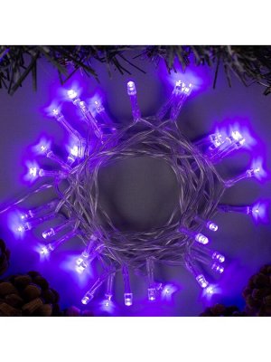 Гирлянда «Нить» 2 м, IP20, прозрачная нить, 20 LED, 2 режима, батарейки AAх3 (нет в комплекте), свечение фиолетовое