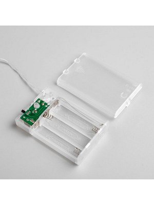 Гирлянда «Нить» 4 м, IP20, прозрачная нить, 40 LED, 2 режима, батарейки AAх3 (нет в комплекте), свечение синее