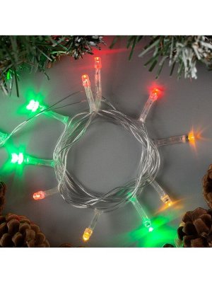 Гирлянда «Нить» 1.2 м, IP20, прозрачная нить, 12 LED, свечение мульти, фиксинг, 220 В