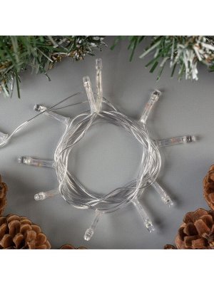 Гирлянда «Нить» 1.2 м, IP20, прозрачная нить, 12 LED, свечение мульти, фиксинг, 220 В