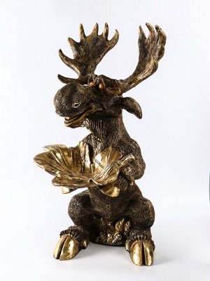Фигура напольная с подставкой для мелочей «Скульптура: Лось», 86x46x52 см, под бронзу