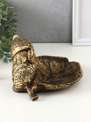Подставка для мелочей «Совушки», полистоун, 15x22x12 см, под золото
