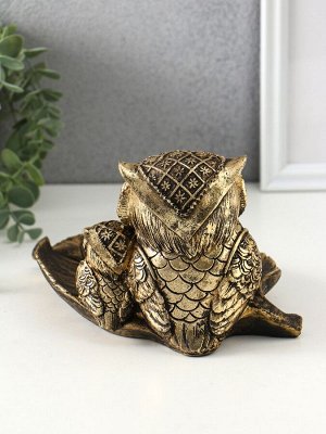 Подставка для мелочей «Совушки», полистоун, 15x22x12 см, под золото
