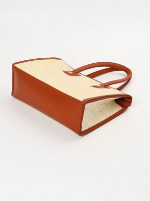 Сумка плетёная на молнии из пандана, 35x12x40 см, бежево-коричневая