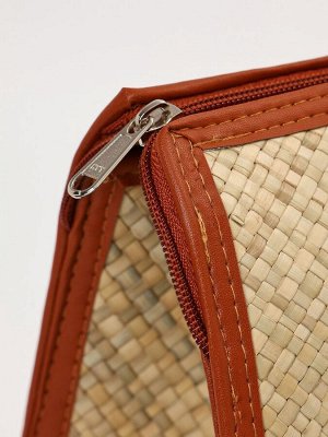 Сумка плетёная на молнии из пандана, 41x16x50 см, светло-коричневая