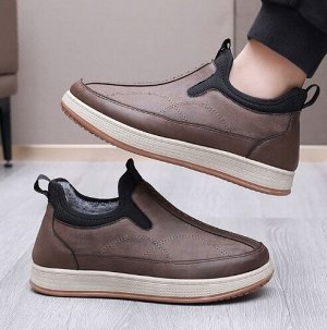 Кроссовки мужские из иск. кожи утепленные на иск. мехе водоотталкивающие, хаки