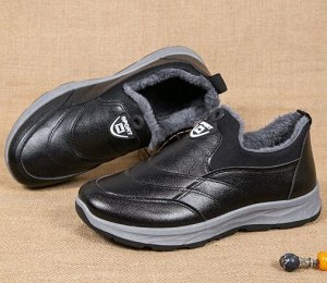Кроссовки мужские из иск. кожи утепленные на иск. мехе водоотталкивающие, черный