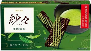 LOTTE Sasha - хрустящий шоколад со вкусом матча в необычной форме