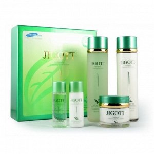 Набор средств для лица с экстрактом зеленого чая Jigott Well-Being Green Tea Skin Care 3SET  (тонер, эмульсия, крем для лица)
