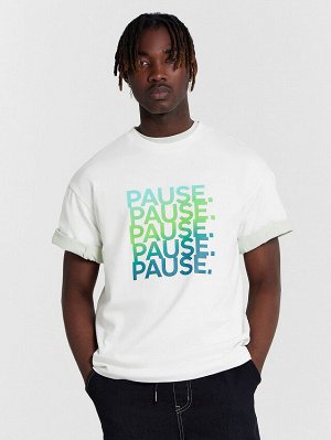 Футболка мужская белая с принтом "Pause"