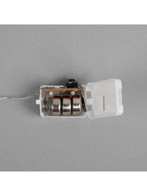 Гирлянда «Нить» 2 м роса, IP20, серебристая нить, 20 LED, 3 режима, батарейки AG13x3 (в комплекте), свечение тёплое белое