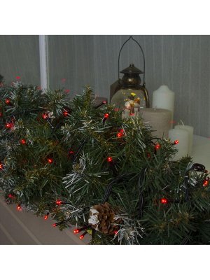 Гирлянда «Нить» 20 м, IP44, тёмная нить, 200 LED, свечение красное, 8 режимов, 220 В