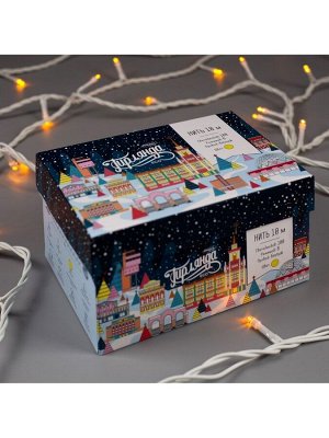 Гирлянда «Нить» 10 м, IP44, белая нить, 100 LED, свечение жёлтое, 8 режимов, 220 В