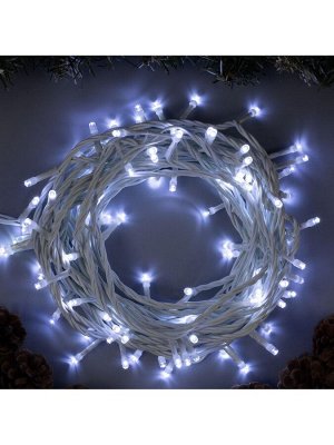 Гирлянда «Нить» 10 м, IP44, белая нить, 100 LED, свечение белое, 8 режимов, 220 В