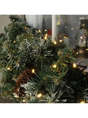 Гирлянда «Нить» 10 м, IP44, тёмная нить, 100 LED, свечение тёплое белое, 8 режимов, 220 В