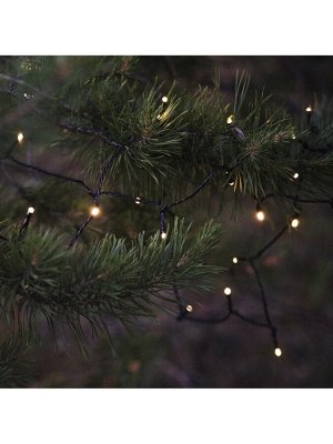 Гирлянда «Нить» 10 м, IP44, УМС, тёмная нить, 100 LED, свечение тёплое белое, 220 В