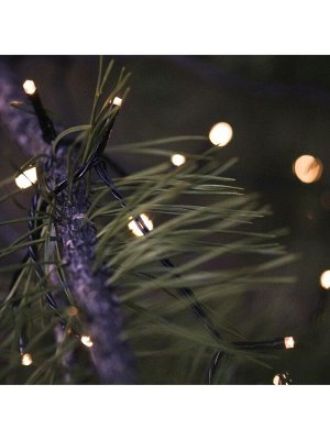 Гирлянда «Нить» 10 м, IP44, УМС, тёмная нить, 100 LED, свечение тёплое белое, 220 В