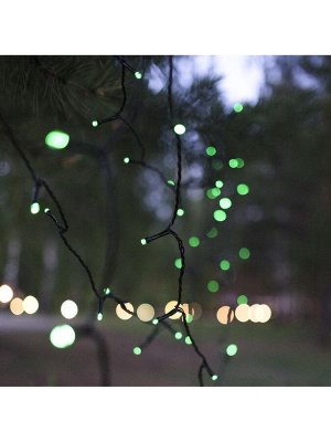 Гирлянда «Нить» 10 м, IP44, УМС, тёмная нить, 100 LED, свечение зелёное, 220 В