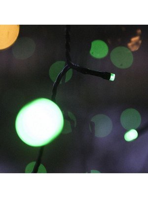 Гирлянда «Нить» 10 м, IP44, УМС, тёмная нить, 100 LED, свечение зелёное, 220 В