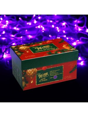Гирлянда «Нить» 10 м, IP44, белая нить, 100 LED, свечение фиолетовое, 8 режимов, 220 В