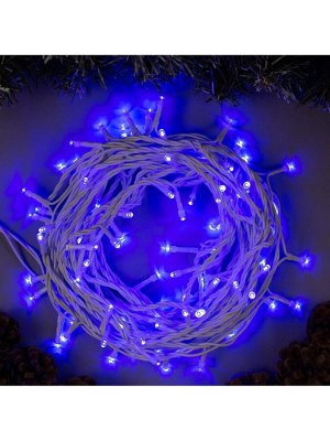 Гирлянда «Нить» 10 м, IP44, белая нить, 100 LED, свечение синее, 8 режимов, 220 В