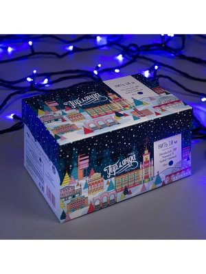 Гирлянда «Нить» 10 м, IP44, тёмная нить, 100 LED, свечение синее, 8 режимов, 220 В
