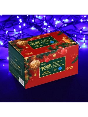 Гирлянда «Нить» 10 м, IP44, тёмная нить, 100 LED, свечение синее, 8 режимов, 220 В