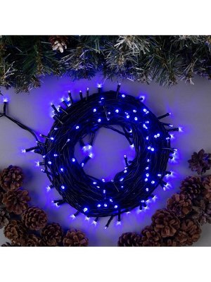 Гирлянда «Нить» 20 м, IP44, тёмная нить, 200 LED, свечение синее, 8 режимов, 220 В