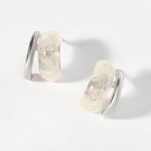 Серьги-гвоздики с акрилом под серебро
