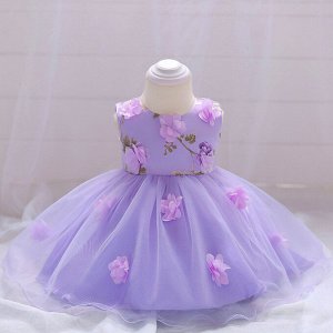 Платье детское для малышки, цвет сиреневый, принт "цветы"