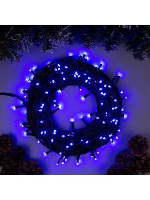 Гирлянда «Нить» 20 м, IP20, тёмная нить, 200 LED, свечение синее, 8 режимов, 220 В