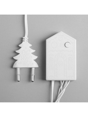 Гирлянда «Нить» 10 м, IP20, белая нить, 100 LED, 8 режимов, 220 В, свечение синее