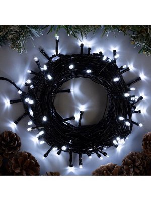 Гирлянда «Нить» 10 м, IP20, тёмная нить, 100 LED, 8 режимов, 220 В, свечение белое