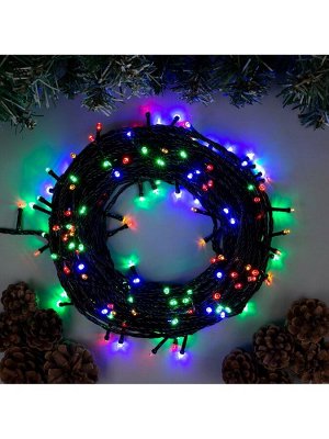 Гирлянда «Нить» 20 м, IP20, тёмная нить, 200 LED, свечение мульти, 8 режимов, 220 В