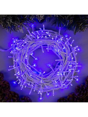 Гирлянда «Нить» 20 м, IP20, белая нить, 200 LED, свечение синее, 8 режимов, 220 В