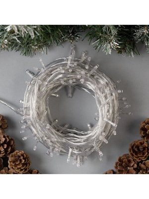 Гирлянда «Нить» 20 м, IP20, прозрачная нить, 200 LED, 8 режимов, 220 В, свечение синее