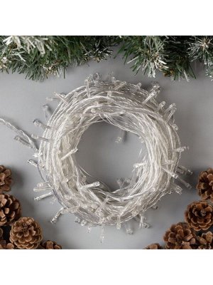 Гирлянда «Нить» 20 м, IP20, прозрачная нить, 200 LED, 8 режимов, 220 В, свечение белое