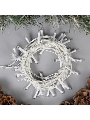 Гирлянда «Нить» 5 м, IP20, белая нить, 50 LED, 8 режимов, 220 В, свечение жёлтое