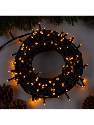 Гирлянда «Нить» 20 м, IP20, тёмная нить, 200 LED, свечение жёлтое, 8 режимов, 220 В